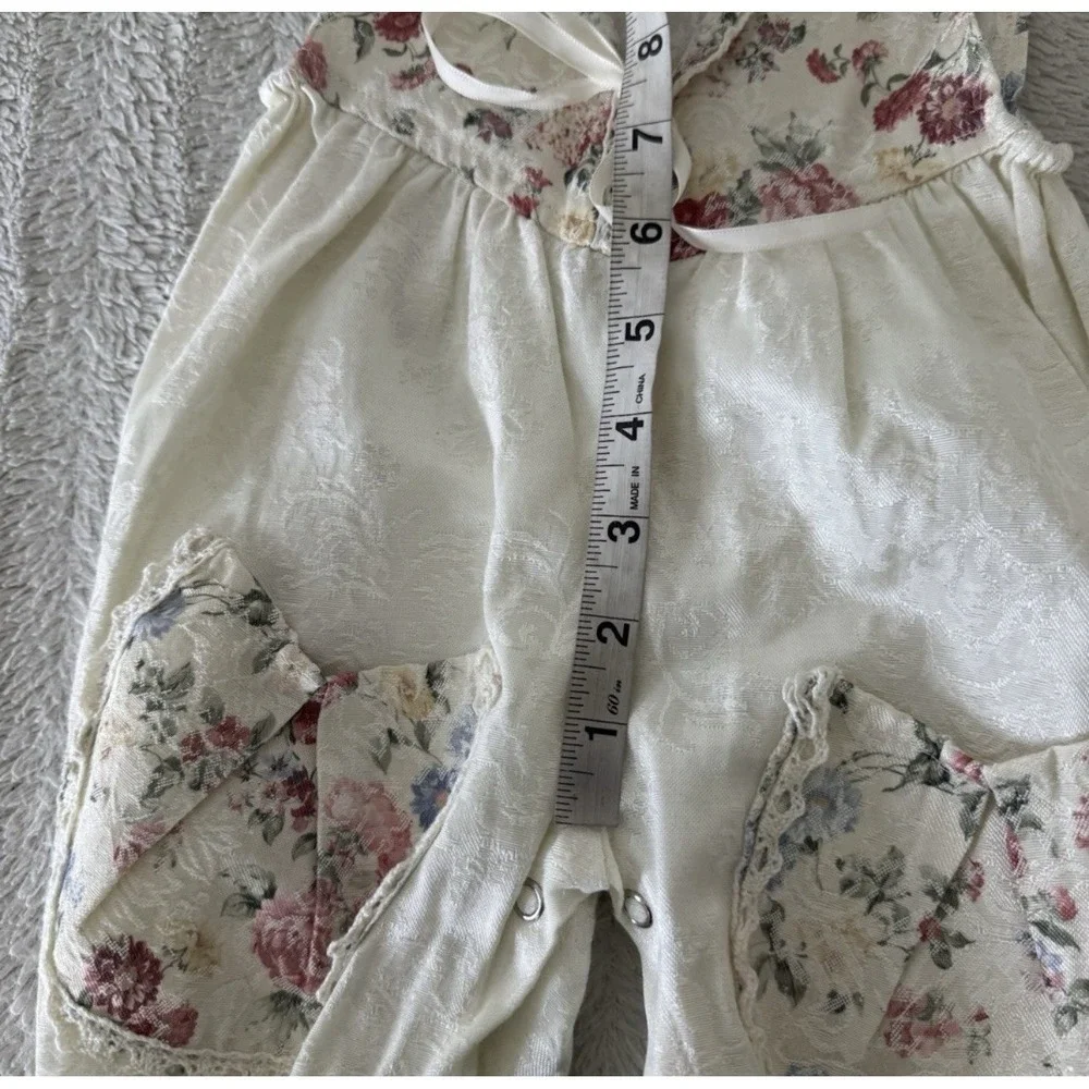 Vintage Teeter-Totter Baby Romper Size 6 Months Floral Jumpsuit Tapestry Brocade